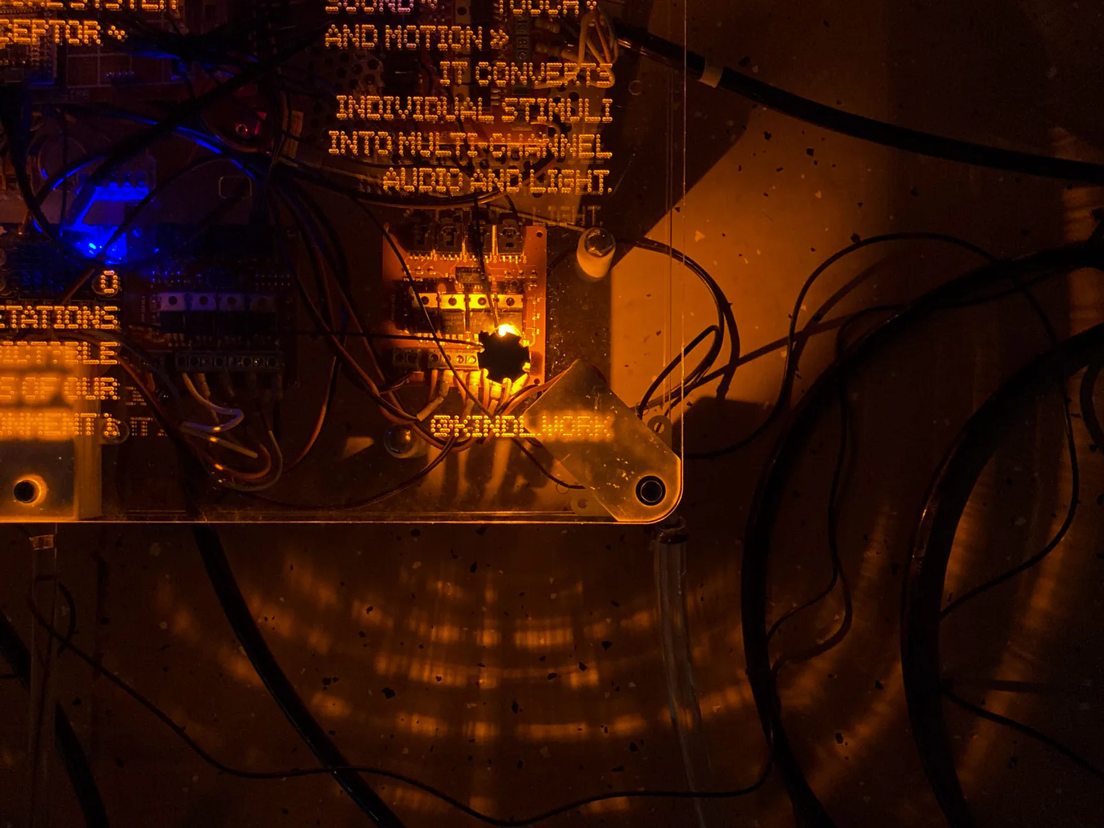 Receptor interactive installation with optical fibres and sensors