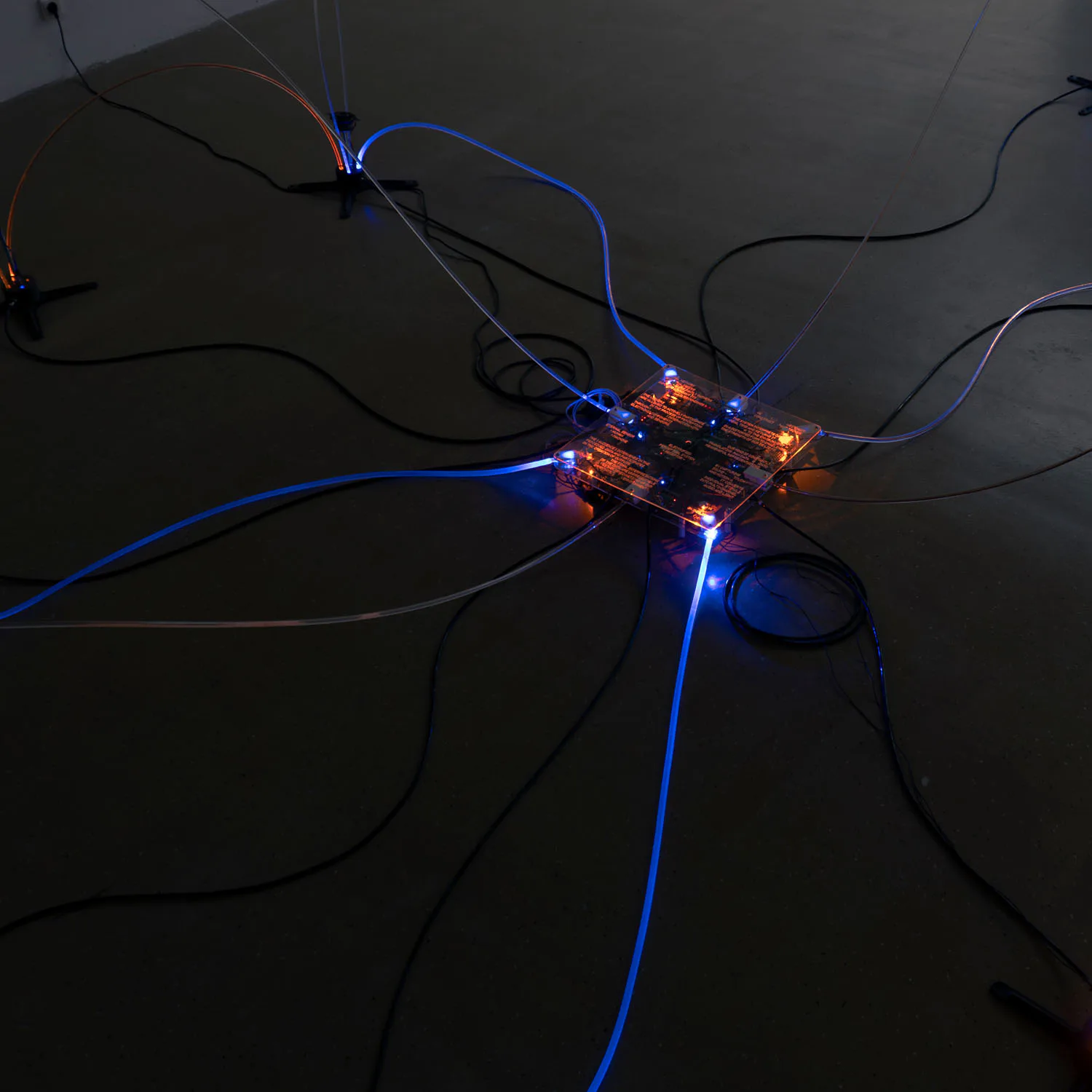Receptor interactive installation with optical fibres and sensors
