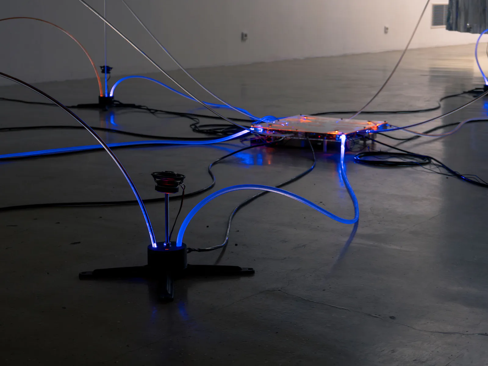 Receptor interactive installation with optical fibres and sensors